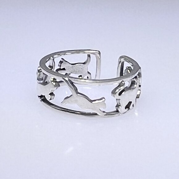Sterling Silver cat band ring, adjustable, NWOT - Picture 3 of 5